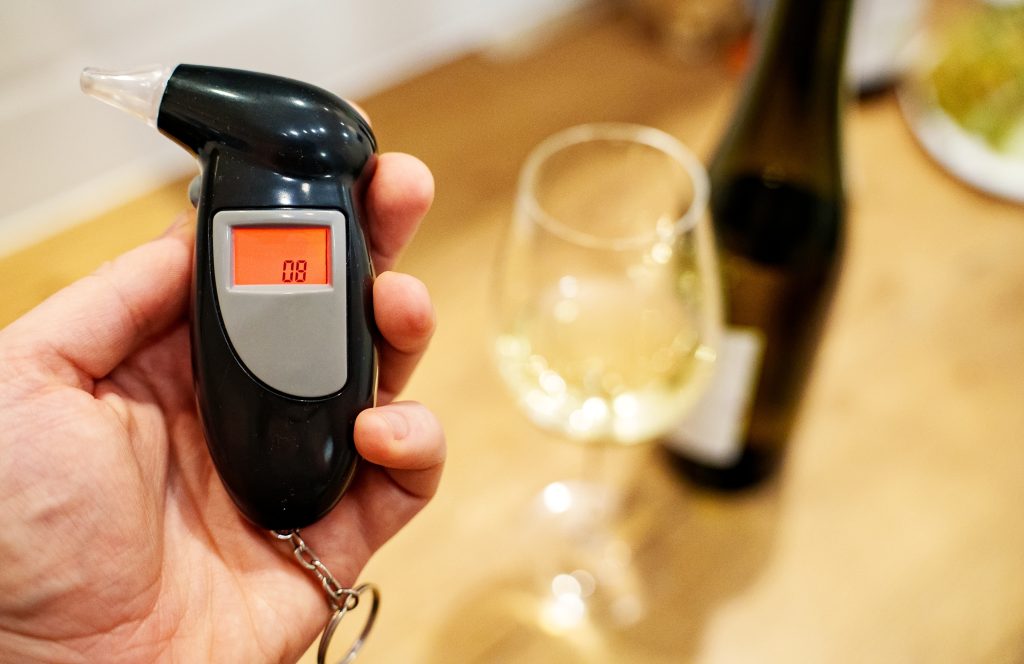 alcohol tester indicating alcohol percentage